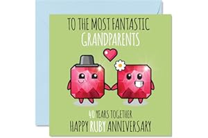 STUFF4 Cute Ruby Anniversary Card for Grandparents - 40 Years Together - Happy 40th Wedding Anniversary Cards for Nanny Grandad Grandma, 145mm Greeting Cards Anniversaries