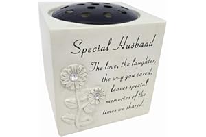 David Fischhoff Husband Diamante Sunflower Rose Bowl with the Following Verse Grave Memorial, for Graveside Flower Arrangements