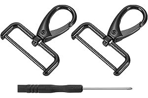 QUARKZMAN 2pz Girevole Chiusure Gancio 38mm(1-1/2") D Anello Staccabile Scatto Gancio Metallo Moschettone Artiglio Chiusura Gancio con Cacciavite per Borsa Portachiavi Fai Da Te Nero