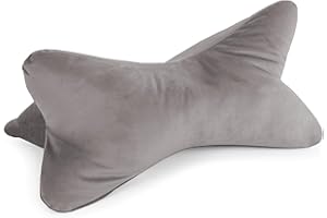 Bookiepad Leseknochen, Nackenrolle Cozy Samt, (Samt Stoff) ergonomische Form für Nacken- oder Lendenstütze, 42 x 22 cm, Flexible Stütze für Bücher, E-Books oder Tablets (Farbe Mittelgrau)