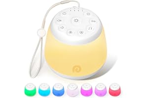 Dreamegg Macchina Rumore Bianco -D16 Max Portatile Rumori Bianchi per Neonato con 24 Suoni Rilassanti, Rumore Bianco per Dormire Ricaricabile via USB-C con 8 Luci Notturne per Bambini, Regali Neonati