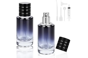 LOPHE Atomizador Perfume, 3 Pcs Frasco Perfume de Vidrio, Recargable, Bote de Perfume Portátil con Accesorios, Pulverizador Perfumer sin Fugas, Contenedor de Colonia para Viaje 30ML (Azul)