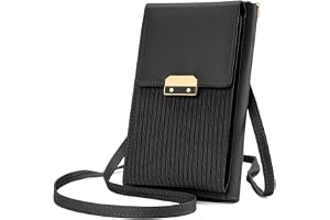 Aucuu Liten mobiltelefonväska för kvinnor i PU-läder, mini läder crossbody mobiltelefonväska med justerbar axelrem/tofs, mini