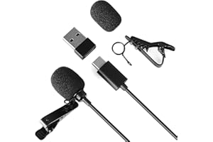 Daffodil MCP150 - Micro Cravate Type C Lavalier Filaire - USB C Omnidirectionnel Dynamique HF Smartphone Ordinateur PC Mac Lapel Youtubeur TikTok Vlog Professionnel Android Discret Adaptateur USB