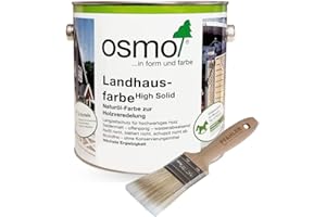 GENERISCH OSMO Landhausfarbe High Solid 2,5 L Weiß 2101 Wetterschutzfarbe Wasserabweisend + Flächenstreicher Pinsel von Pfahler Gratis.