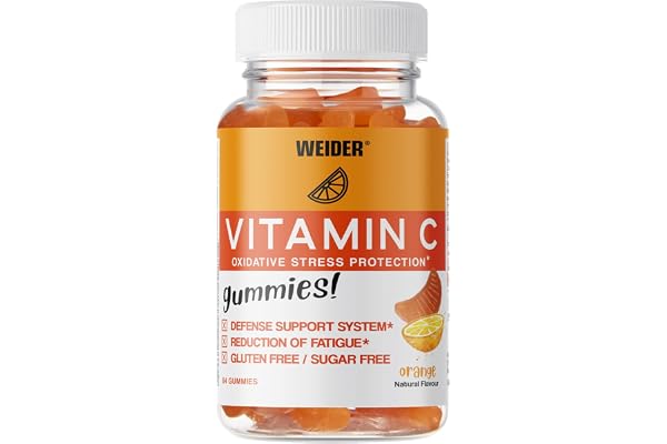 Weider Vitamin C Gummies – Réduction de la fatigue et aide au bon fonctionnement du système immunitaire - 250 mg par dose – sans sucre et sans gluten – arômes naturels – 84 gummies
