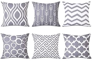 TIDWIACE Juego de 6 Gris Hogar Algodón Lino Funda de Cojine 45x45 cm - Throw Cojín Decoración Almohada Caso de la Cubierta Decorativo para Sala de Estar sofás