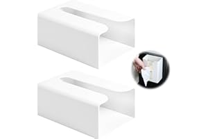 YCZCHE14 2 Piezas Dispensador de Toallas de Papel Sin Agujeros Caja Porta Pañuelos para Montaje en Pared Dispensador de Secamanos Dispensador de Bolsas de Basura Dispensador de Papel de Manos Plástico Blanco