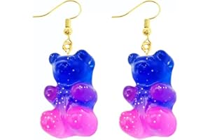 CROWNOFRIBBONS Gummy Bear Earrings, Cute Novelty Dangle Style in an Organza Gift Bag