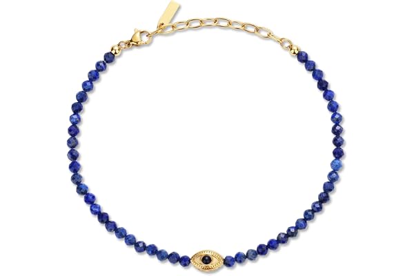 COAI Onda ögat fotlänk med 4 mm lapis lazuli pärlor onda ögat fotlänk för kvinnor kvinnor
