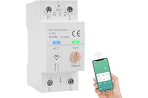 BUYWEEK Disyuntor Inteligente WiFi Tuya Smart life APP Mando a Distancia Interruptor Inteligente 63A 80-300VAC Interruptor WiFi Control por voz medición de energía, temporizador (Versión en inglés)