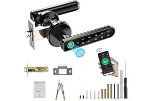TEKXDD Serrure Porte Intelligente à Empreintes Digitales avec Serrure Biométrique,Serrure Electronique Intelligent Bluetooth avec écran Tactile, Tuya App, Clé Mécanique Serrure Connectee