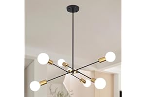 QAREHL Chandeliers Ceiling Lights, 6 Arm Sputnik Ceiling Light for Living Room Modern Black Pendant Light, Sputnik Chandelier for Bedroom, Dining Room, Kitchen, Hallway, E27 Socket