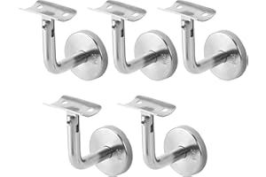 Gimisgu 5 Piezas Soporte Pasamanos, Soportes de Baranda Barandilla Pasamano de Acero Inoxidable para Escalera Pared, Acero Inoxidable para Escalera Pared Interior et Exterior, 49x49mm