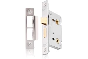 XFORT® Polished Chrome Bathroom Lock 65mm for Internal Wooden Doors, Mortice Door Lock for Bathroom, Door Latch Mechanism and Thumbturn Locking Door Security, CE Approved and Fire Rated Protection.