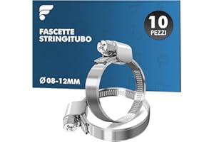 shinfly 10Pezzi Fascette Stringitubo Acciaio Inox 304, Fascette Metalliche Stringitubo Regolabile 08-12mm, per Tubi Fessibili, Acqua, Auto, Lavatrice, Giardino(Cacciavite non Incluso)