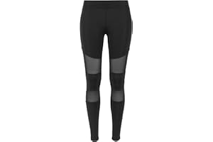 URBAN CLASSICS Ladies Tech Mesh Leggings mujer elásticos para deporte, con 4 insertos de malla funcional, corte clásico, pantalones de deporte, cintura elástica, distintos colores, tallas XS - 5XL