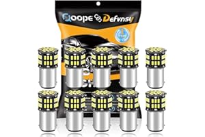 Defvnsy - Paquete de 10 - Bombillas LED Blanco 6500K 1142 BA15D 3014 Lámparas 54-SMD para iluminación interior de 12 V, caravana, remolque, luz de patio, luz de freno, bombillas traseras