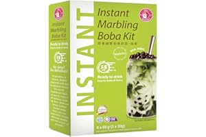 O's Bubble Instant Marbling Boba Tee Kit MATCHA (4x 60g) | Bubble Tee | Mit Tapiokaperlen und Strohhalm