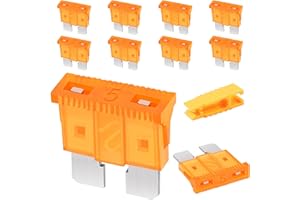 Kfz Sicherungen 10 Stk, JatilEr Autosicherungen 5A Standart, Flachsicherungen Kfz, Stecksicherung mit 1 Sicherungszieher für Auto/RV/LKW/Motorrad/Boot