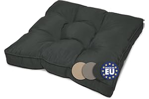 Beautissu Cojín para Muebles de jardín o Mimbre - Acolchado Lounge de sillas de Exterior Resistente al Agua - 60x60x10 cm - Gris Grafito
