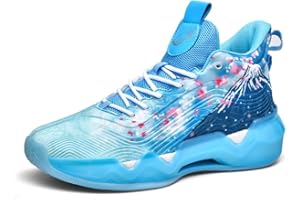 XUANKE Mens Sport and Outdoor Shoes Men's Basketball Shoes Womens high top Trainers Unisex Comfortable Breathable Fashion Running Training Shoes Non-Slip Fluorescent Upper