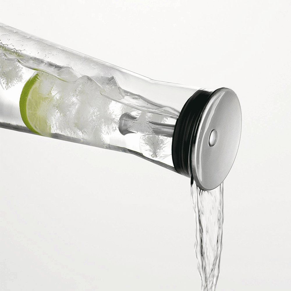 Carafe Bohemia Cristal 1100ml - Verre Avec Bec Verseur Inox - Design élégant Pour Eau Et Jus - Couvercle Pratique