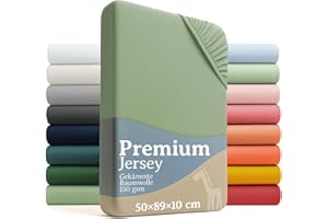 Laleni 2er-Set Premium Spannbettlaken für Beistellbett 50x89 cm - Oeko-Tex Zertifiziert, 100% Baumwolle, atmungsaktives Spannbetttuch Jersey Baby, 150 g/m², Summer Green - Grün