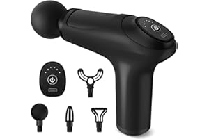 Anluomania Massagepistole, Massage gun mit 6 Geschwindigkeiten, Handmassagegerät 3200RPM, Massage Pistole, Muskel Massagegerät mit 4 Massageköpfen, Handmassagegeräte für Muskelmassage Entspannung