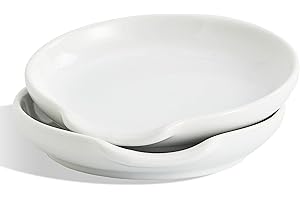 Swuut Ceramic Spoon Rest Set of 2,Spoon Holder for Spatula,Tongs,Gadgets,Coffee Spoon,Spoon Cradle for Stove Top,Kitchen Counter(Whitex2pcs)