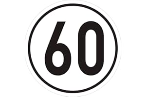ISECUR Pegatinas de 60 km/h, tamaño 20 cm de diámetro, adhesivo de velocidad I kfz540