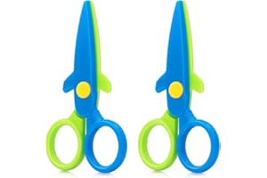 Asdirne Children Scissors, Kid Safety Scissor for Preschool Toddler, Arts & Crafts Safe Scissors Set, 2 Pack