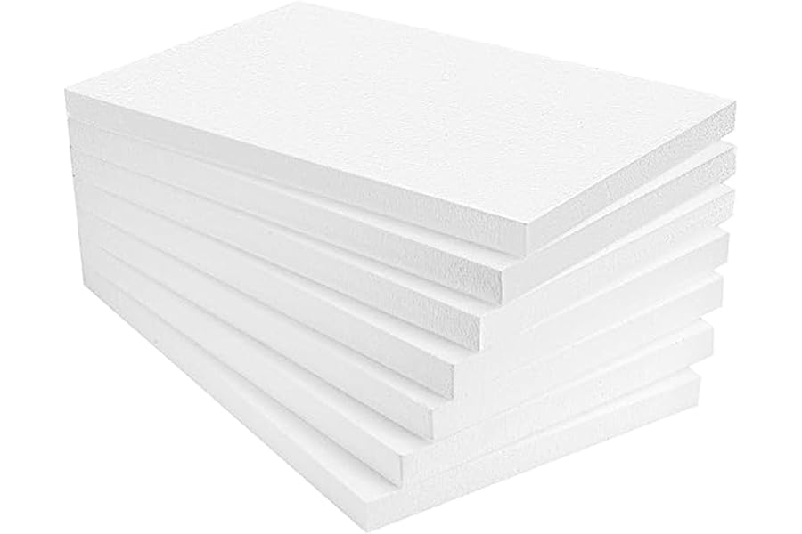 Pack of 10 Thick White Rigid Polystyrene Foam Sheets 600x400x25mm Insulation Void Filling Slabs