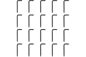 INCREWAY Tornillos de gancho en L, 24 ganchos en forma de L, tornillos autorroscantes de acero al carbono con hombros cuadrados, ganchos de acero al carbono, gancho de ángulo recto, color negro