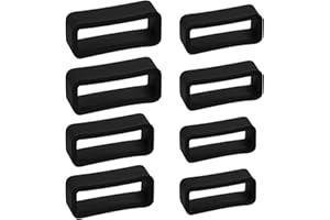 Mikovivi 8pcs Watch Band Keepers, 16/18/20/22mm Silicone Waterproof Watch Band Fastener Strap Holder Loop Retainer Replacement Part for Smart Sport Watchers and More (Black)