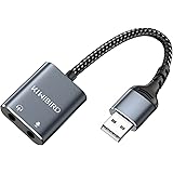 KiwiBird Adaptateur USB vers Audio Jack 3,5 mm, Carte Son Externe, USB Écouteur Casque et Convertisseur Micro Microphone Comp