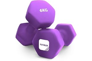KAYMAN Neoprene Dumbbells Pair with Anti-Slip Grip,Hex Edges,Water-Resistant Surface & Workout Poster-Weight Set for Home, Gym & Fitness (1kg 2kg 3kg 4kg 5kg 6kg 8kg 10kg)