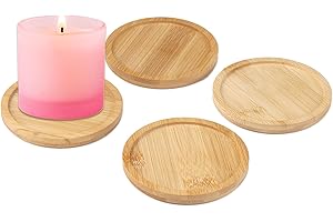 Lotbun Sottobicchieri in legno, portacandele in legno, 4 pezzi, rotondi, sottobicchieri resistenti per evitare di bruciare sui mobili, rondelle in legno