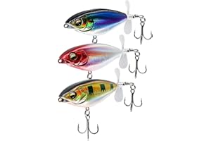 TABKSOLA Poissons Nageur Flottants, Leurre Whopper Plopper pour Bar, Leurre Flottant pour Le Bar avec Une Queue en Hélice, Convient à l'eau Douce ou Salée.