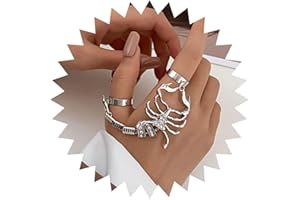 Wendalern Punk Scorpione Catena Anelli Strass Scorpione Nocche Dito Anelli Doppio Dito Con Catena Scorpione Vintage Scorpio Anello Bracciale Mano Imbracatura Halloween Bigiotteria Per Le Donne