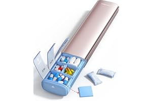 VAYDEER, portapillole settimanale per 7 giorni (supporta 2 volte al giorno), in metallo, da viaggio, grande capacità, per integratori, pillole, vitamine e farmaci