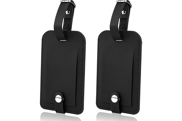 Flintronic 2 st bagagelappar, läderbagageetiketter, resväskans namn ID-korttagg-set, läderetiketter resehandväska tillbehör för att förhindra förlust av väskor