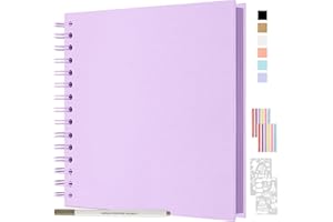 JAECU Album Photo Spirale Scrapbook 21x21cm, DIY Scrapbooking Album 40 Pages, Livre D'or pour Voyage Mariage Anniversaire, Cadeaux pour Bebe Enfant Couple (Violet)