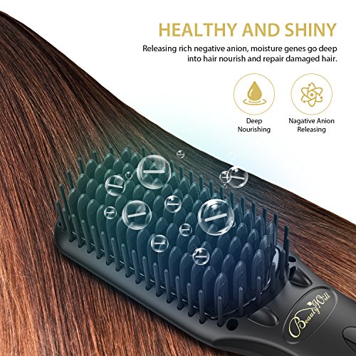 BeautyWill Haarglätter-Bürste mit MCH Technologie, Doppel-Anionen, Anti-Verbrüh-Kammzähne für eine schnelle Haarglättung - 2