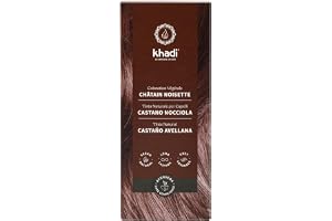 khadi CASTANO AVELLANA Tinte vegetal para el cabello - Tinte para un cabello brillante con un intenso color chocolate - Tinte natural Cosméticos naturales 100% certificados - 100 g