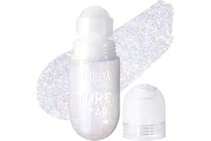 Prreal Gel glitter roll-on per viso, corpo e capelli, per un make-up scintillante e olografico, per feste, rave party, Halloween, colore: ghiaccio (01 Dazzle)