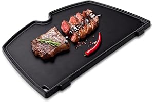 Vnierxful 6558 Plancha de hierro fundido para Weber Q100, Q120, Q1000, Q1200, Q140, Q1400 Series Barbacoa de gas, 32 x 22 cm