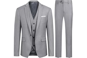 Allthemen Abito da Uomo 3 Pezzi Slim Fit Completo Formale da Matrimonio Un Bottone Giacca Gilet Pantaloni