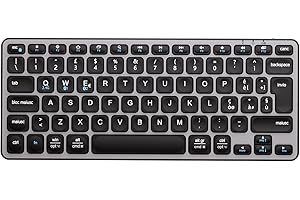 iClever Tastiera Bluetooth, Compatta Tastiera Mac Wireless(2.4GHz+Bluetooth), Layout Italiano QWERTY, Ricaricabile USB-C, Ultra-sottile Compatibile con Mac,per MacBook Pro/Air/iMac,iPad,iPhone,Windows