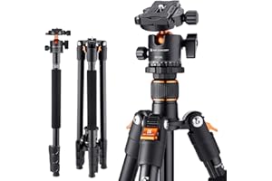 Statyw fotograficzny K&F Concept, 162 cm kompaktowy statyw aluminiowy z monopodem, statyw do fotografii podróżnej z głowicą kulową 360° B234A1 + aparat DSLR BH-28L BH-28L